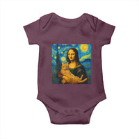 Mona Lisa Cat Starry Night Baby Onesie - Wonder Print Shop
