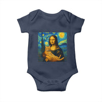 Mona Lisa Cat Starry Night Baby Onesie - Wonder Print Shop