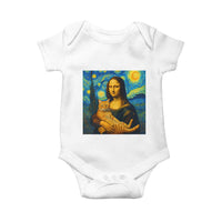 Mona Lisa Cat Starry Night Baby Onesie - Wonder Print Shop