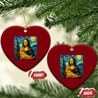 Mona Lisa Cat Starry Night Ceramic Ornament - Wonder Print Shop