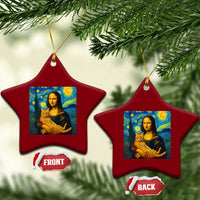 Mona Lisa Cat Starry Night Ceramic Ornament - Wonder Print Shop