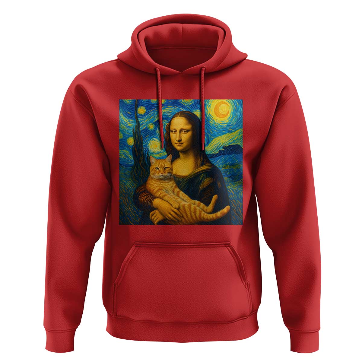 Mona Lisa Cat Starry Night Hoodie - Wonder Print Shop