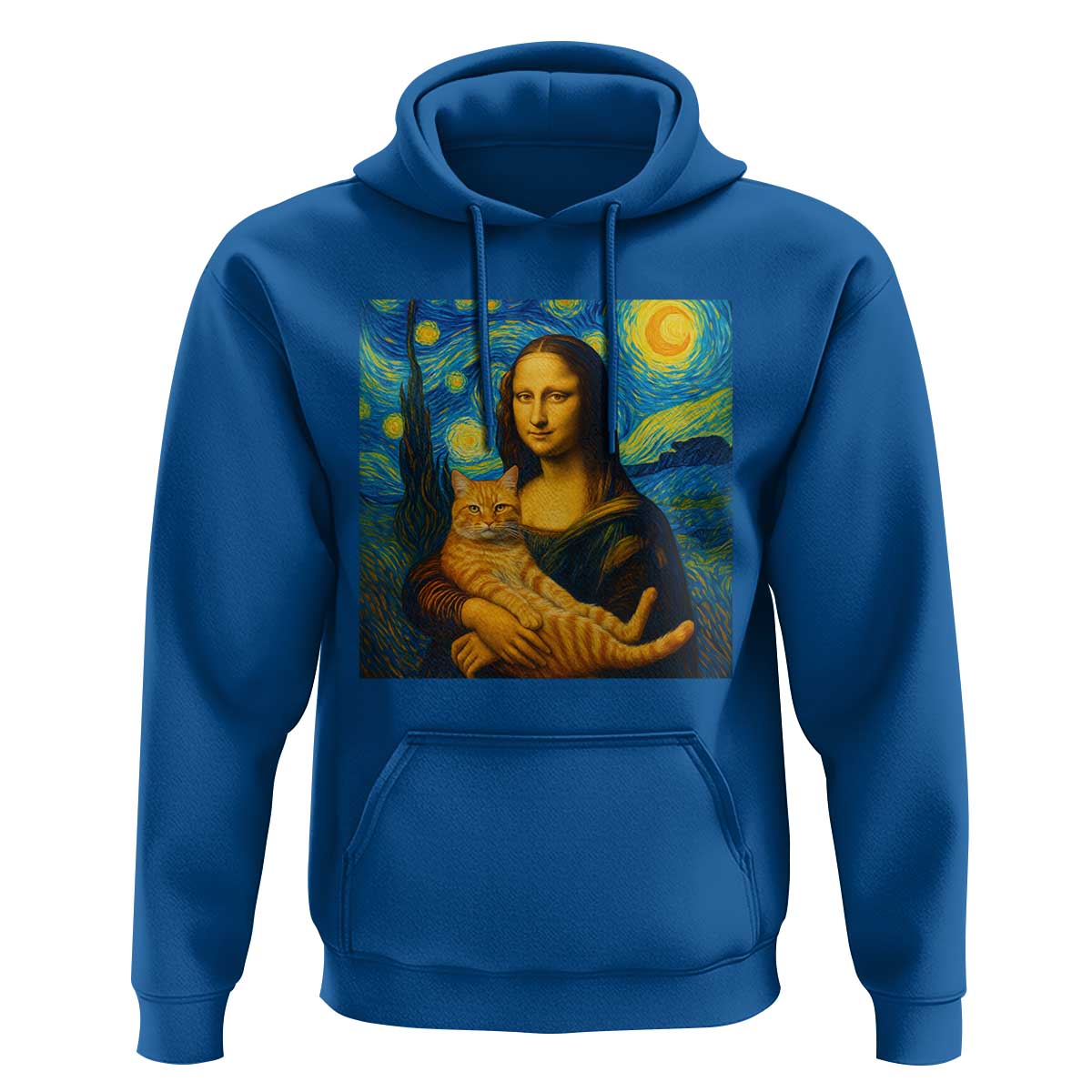 Mona Lisa Cat Starry Night Hoodie - Wonder Print Shop