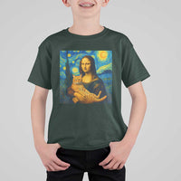Mona Lisa Cat Starry Night T Shirt For Kid - Wonder Print Shop