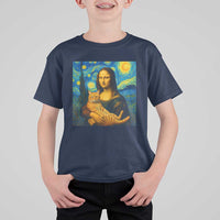Mona Lisa Cat Starry Night T Shirt For Kid - Wonder Print Shop