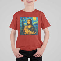 Mona Lisa Cat Starry Night T Shirt For Kid - Wonder Print Shop