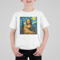 Mona Lisa Cat Starry Night T Shirt For Kid - Wonder Print Shop