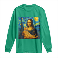 Mona Lisa Cat Starry Night Long Sleeve Shirt - Wonder Print Shop
