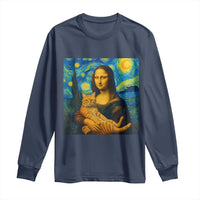 Mona Lisa Cat Starry Night Long Sleeve Shirt - Wonder Print Shop