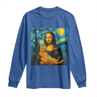 Mona Lisa Cat Starry Night Long Sleeve Shirt - Wonder Print Shop