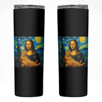 Mona Lisa Cat Starry Night Skinny Tumbler - Wonder Print Shop