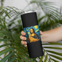 Mona Lisa Cat Starry Night Skinny Tumbler - Wonder Print Shop