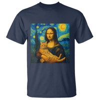 Mona Lisa Cat Starry Night T Shirt - Wonder Print Shop