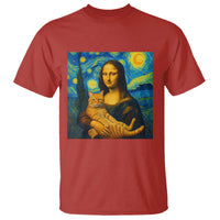 Mona Lisa Cat Starry Night T Shirt - Wonder Print Shop