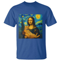 Mona Lisa Cat Starry Night T Shirt - Wonder Print Shop