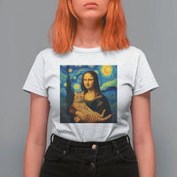 Mona Lisa Cat Starry Night T Shirt For Women - Wonder Print Shop