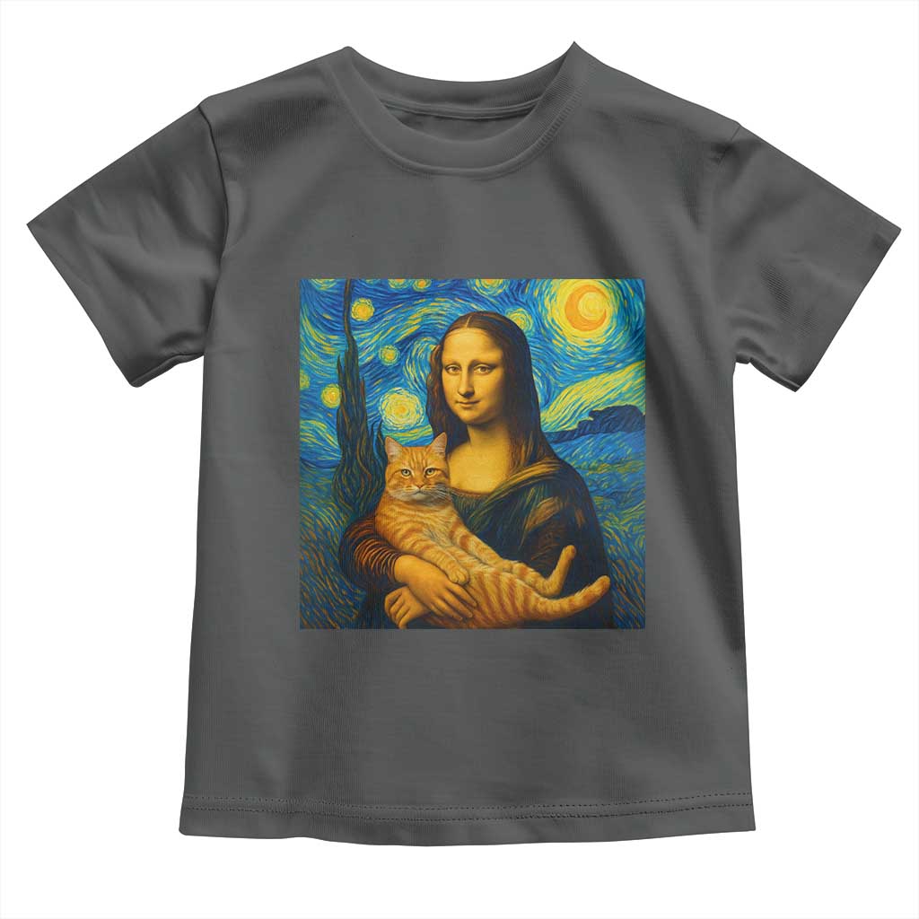 Mona Lisa Cat Starry Night Toddler T Shirt - Wonder Print Shop