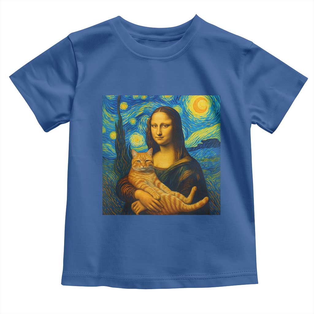 Mona Lisa Cat Starry Night Toddler T Shirt - Wonder Print Shop