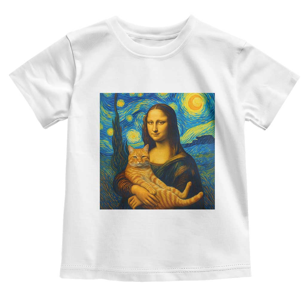 Mona Lisa Cat Starry Night Toddler T Shirt - Wonder Print Shop