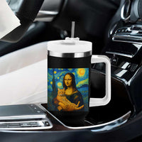 Mona Lisa Cat Starry Night Tumbler With Handle - Wonder Print Shop