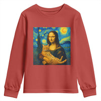 Mona Lisa Cat Starry Night Youth Sweatshirt - Wonder Print Shop