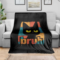 Funny Black Cat Bruh Meme Throw Blanket Funny Black Cat - Wonder Print Shop