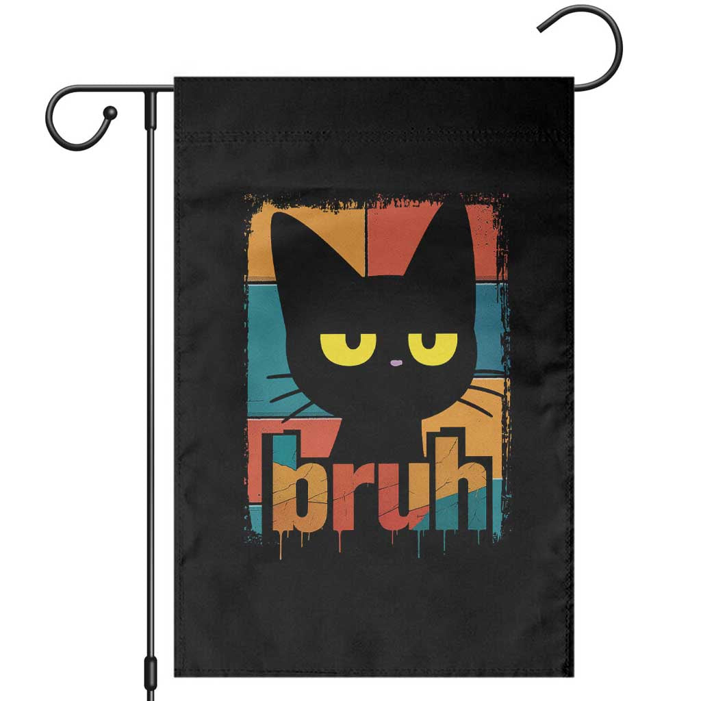 Funny Black Cat Bruh Meme Garden Flag Funny Black Cat - Wonder Print Shop
