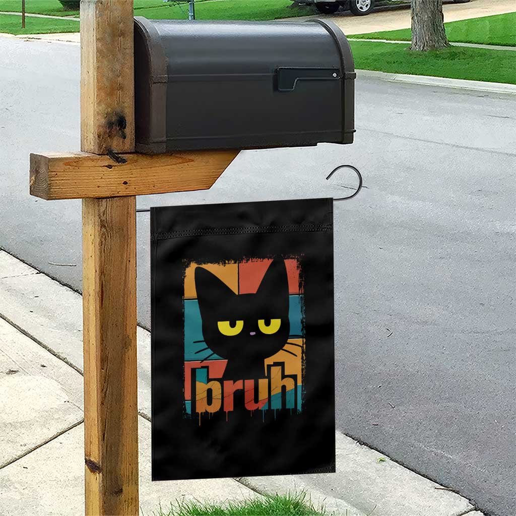Funny Black Cat Bruh Meme Garden Flag Funny Black Cat - Wonder Print Shop