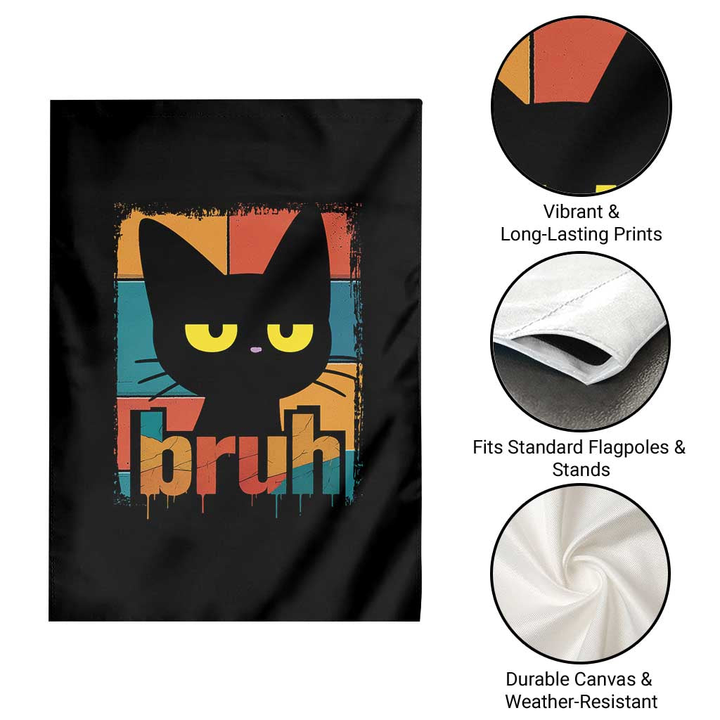 Funny Black Cat Bruh Meme Garden Flag Funny Black Cat - Wonder Print Shop