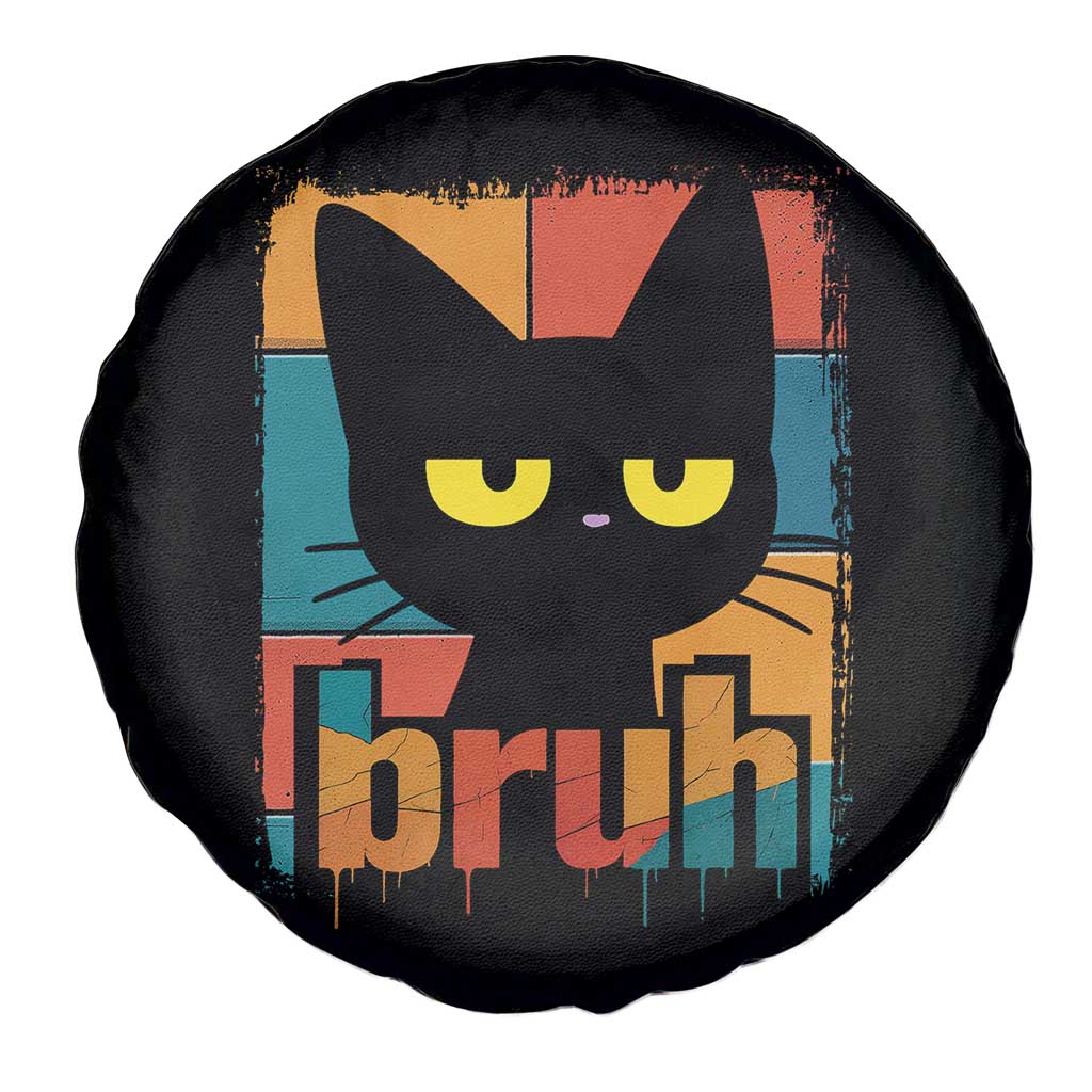Funny Black Cat Bruh Meme Spare Tire Cover Funny Black Cat - Wonder Print Shop