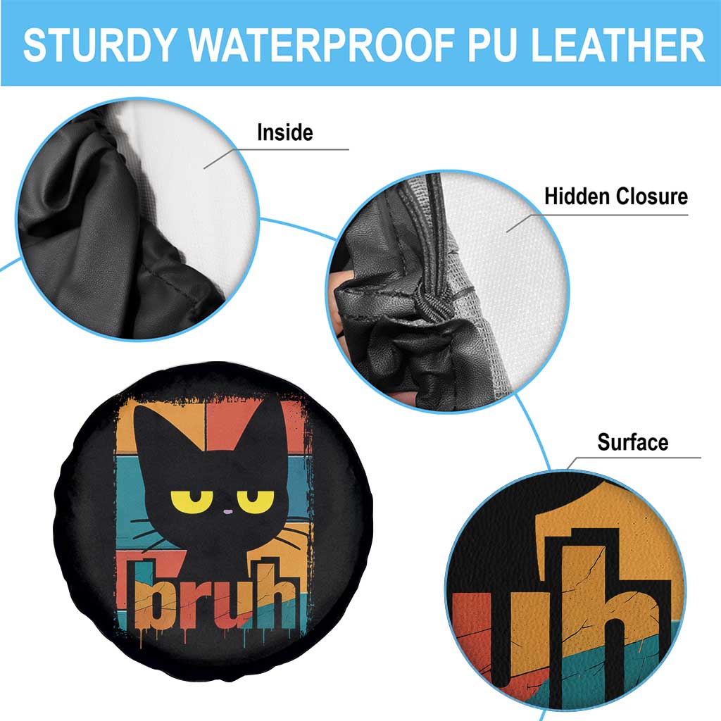 Funny Black Cat Bruh Meme Spare Tire Cover Funny Black Cat - Wonder Print Shop