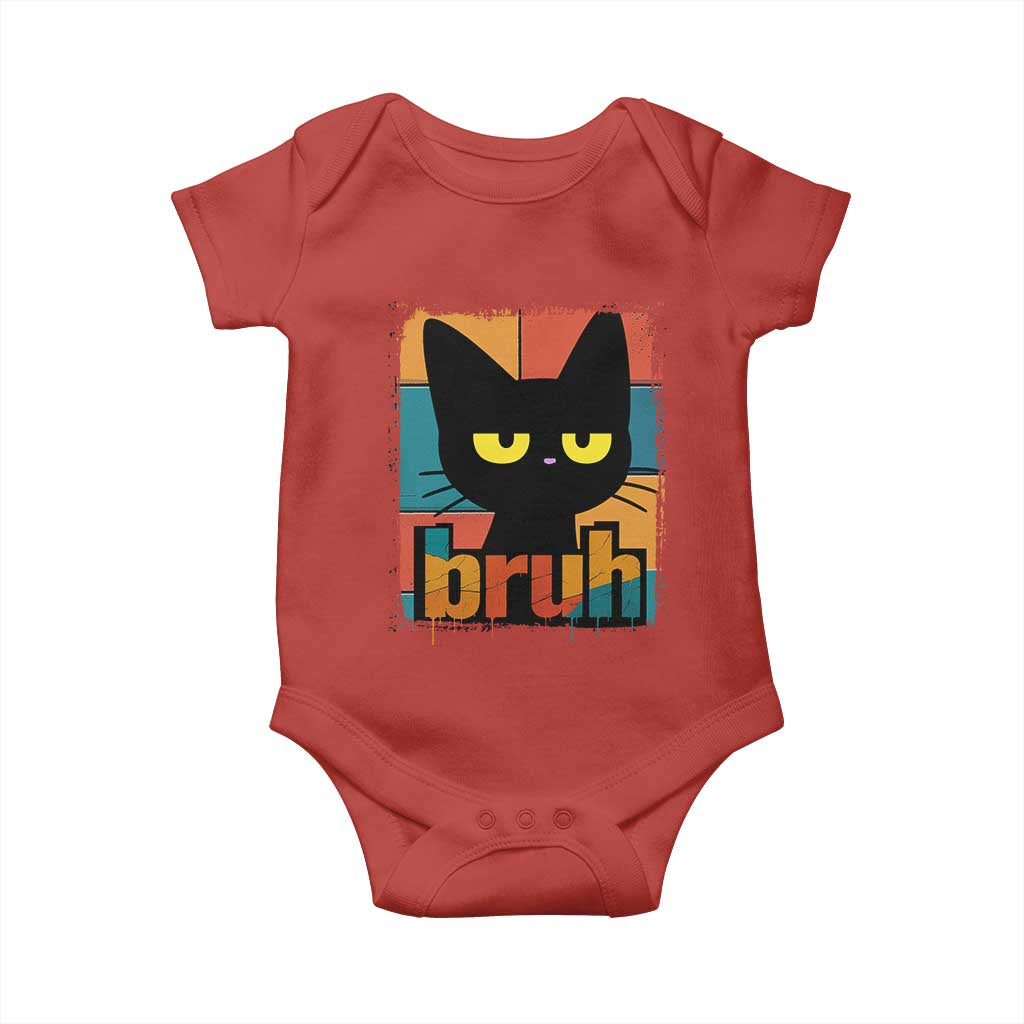 Funny Black Cat Bruh Meme Baby Onesie Funny Black Cat - Wonder Print Shop