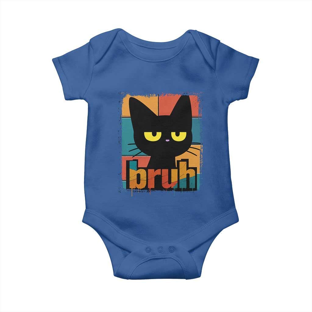 Funny Black Cat Bruh Meme Baby Onesie Funny Black Cat - Wonder Print Shop