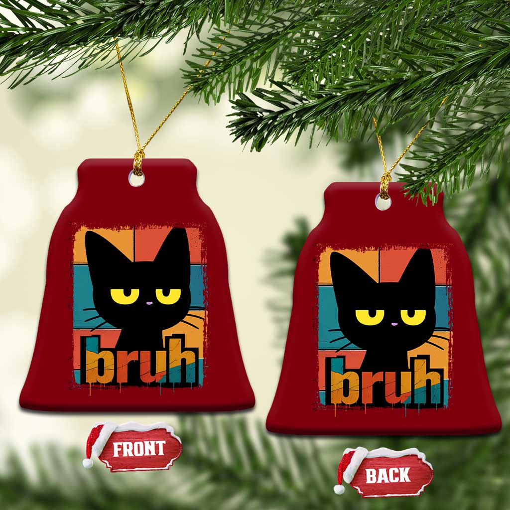 Funny Black Cat Bruh Meme Ceramic Ornament Funny Black Cat - Wonder Print Shop
