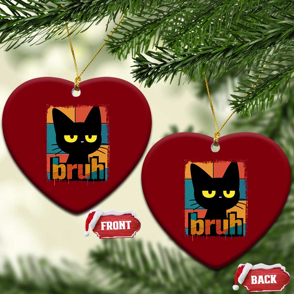 Funny Black Cat Bruh Meme Ceramic Ornament Funny Black Cat - Wonder Print Shop