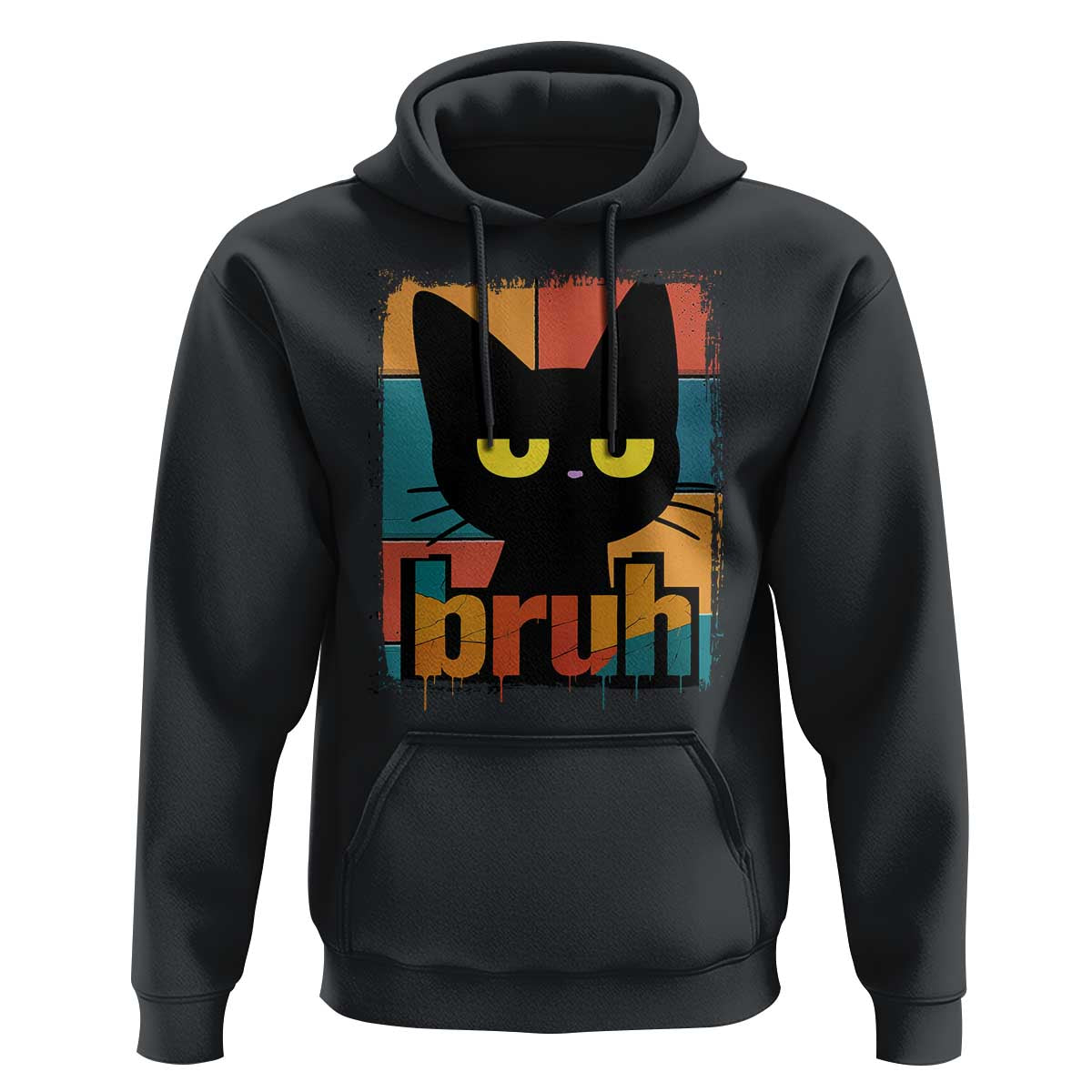 Funny Black Cat Bruh Meme Hoodie Funny Black Cat - Wonder Print Shop
