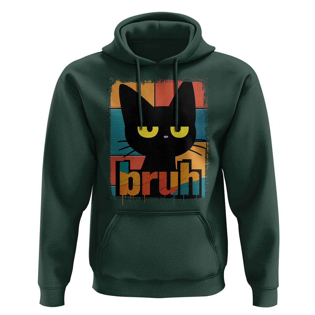 Funny Black Cat Bruh Meme Hoodie Funny Black Cat - Wonder Print Shop