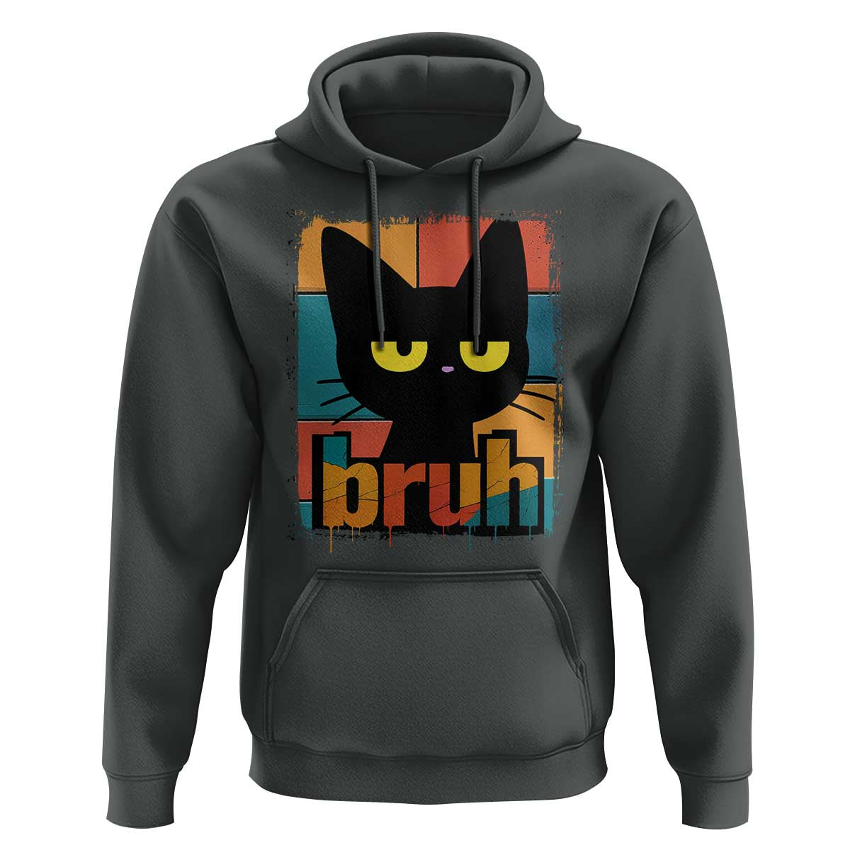 Funny Black Cat Bruh Meme Hoodie Funny Black Cat - Wonder Print Shop
