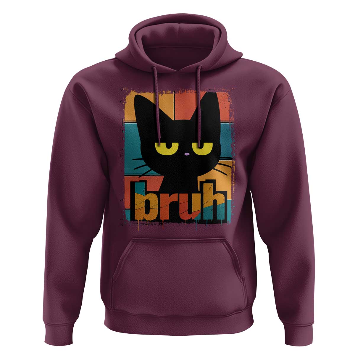 Funny Black Cat Bruh Meme Hoodie Funny Black Cat - Wonder Print Shop