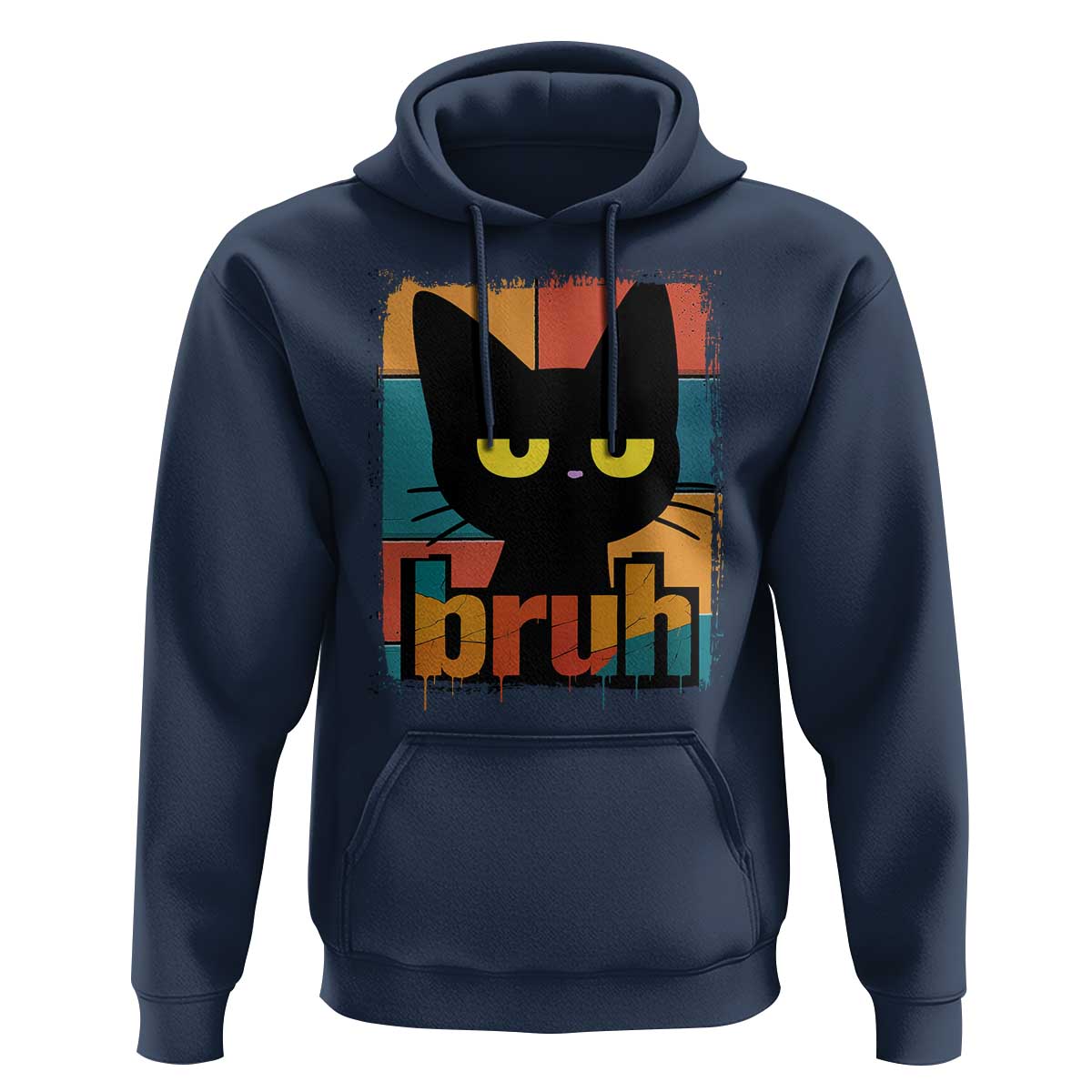 Funny Black Cat Bruh Meme Hoodie Funny Black Cat - Wonder Print Shop