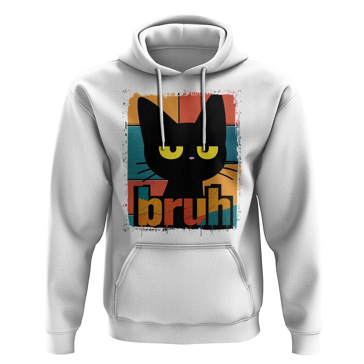Funny Black Cat Bruh Meme Hoodie Funny Black Cat - Wonder Print Shop