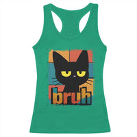 Funny Black Cat Bruh Meme Racerback Tank Top Funny Black Cat - Wonder Print Shop