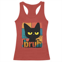 Funny Black Cat Bruh Meme Racerback Tank Top Funny Black Cat - Wonder Print Shop