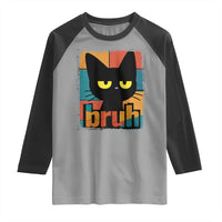 Funny Black Cat Bruh Meme Raglan Shirt Funny Black Cat - Wonder Print Shop