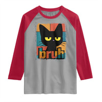Funny Black Cat Bruh Meme Raglan Shirt Funny Black Cat - Wonder Print Shop