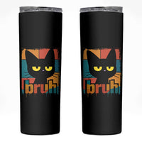 Funny Black Cat Bruh Meme Skinny Tumbler Funny Black Cat - Wonder Print Shop