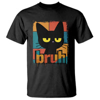 Funny Black Cat Bruh Meme T Shirt Funny Black Cat - Wonder Print Shop