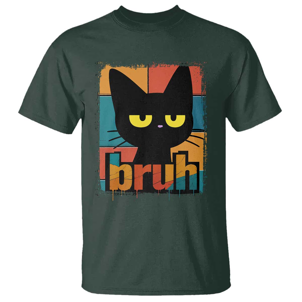 Funny Black Cat Bruh Meme T Shirt Funny Black Cat - Wonder Print Shop