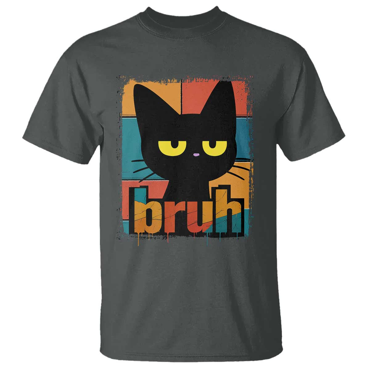 Funny Black Cat Bruh Meme T Shirt Funny Black Cat - Wonder Print Shop