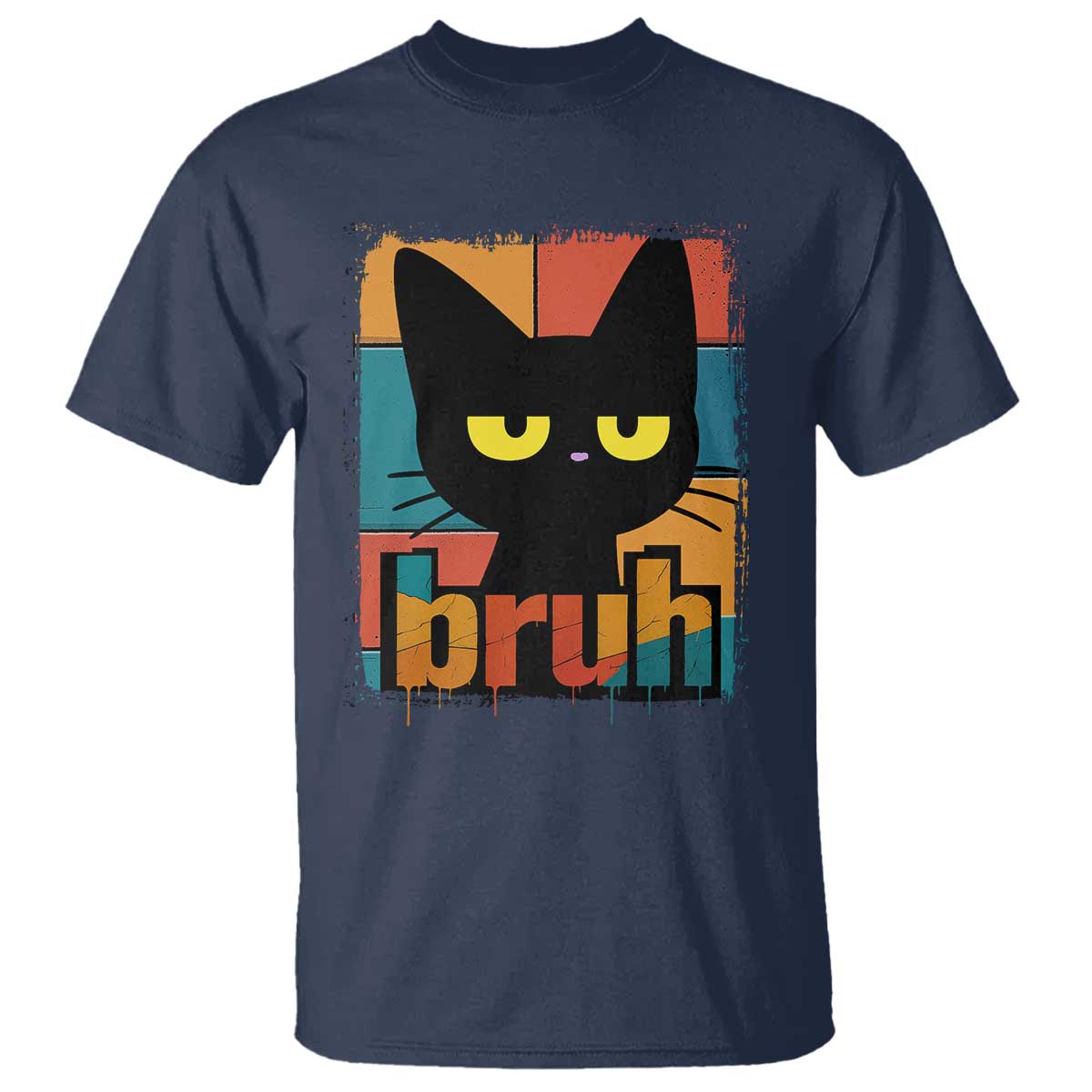 Funny Black Cat Bruh Meme T Shirt Funny Black Cat - Wonder Print Shop
